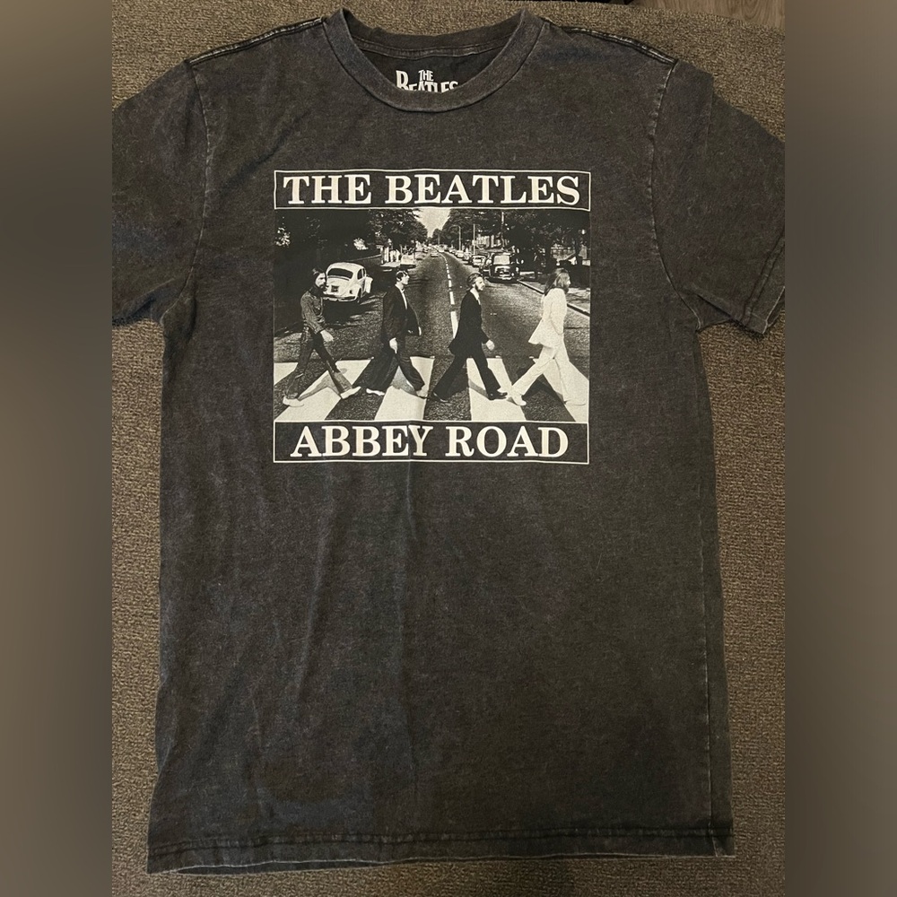 Womens Medium Grey The Beetles Acid Wash T Shirt